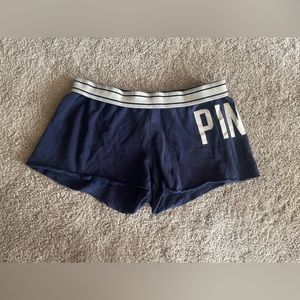 VS Pink Fold-over Navy Lounge Shorts